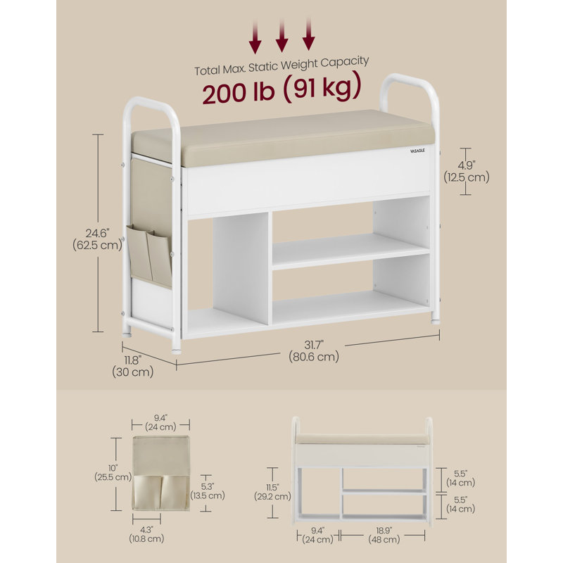 Shoe Rack, White/Beige