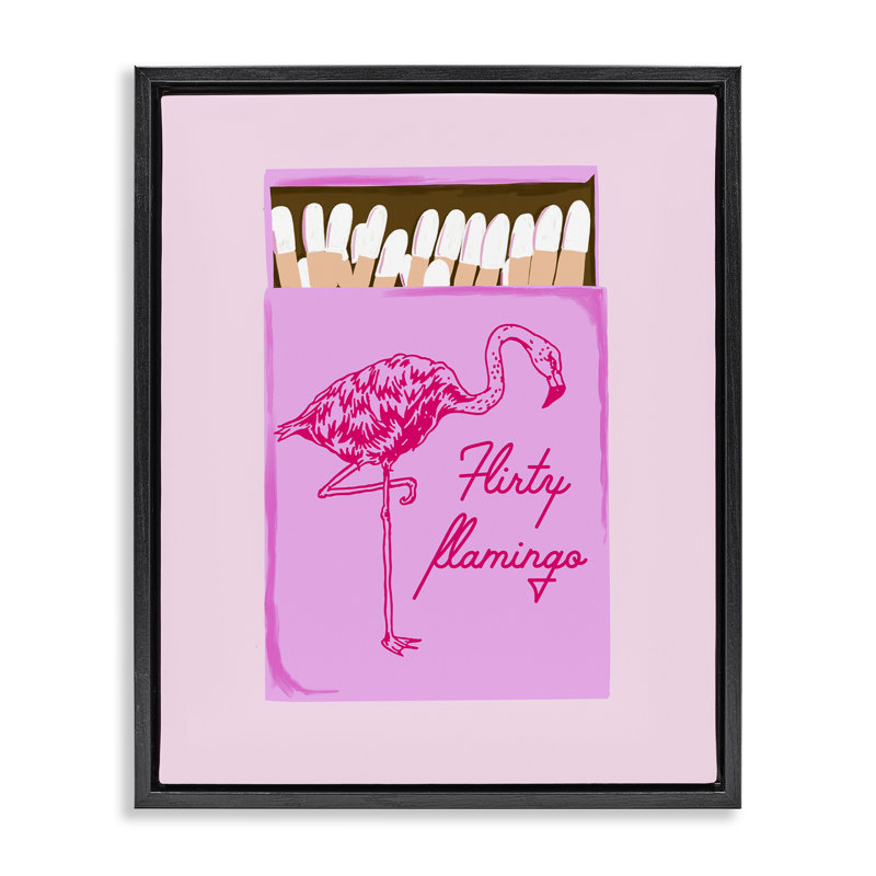 Cadre flottant Flirty Flamingo Matchbox, design par Cherrywood Lane, H 21 po x l 17 po, Cadre flottant noir de jais