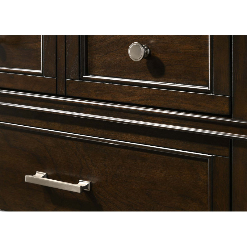 Commode horizontale en bois manufacturé avec 6 tiroirs, Acajou