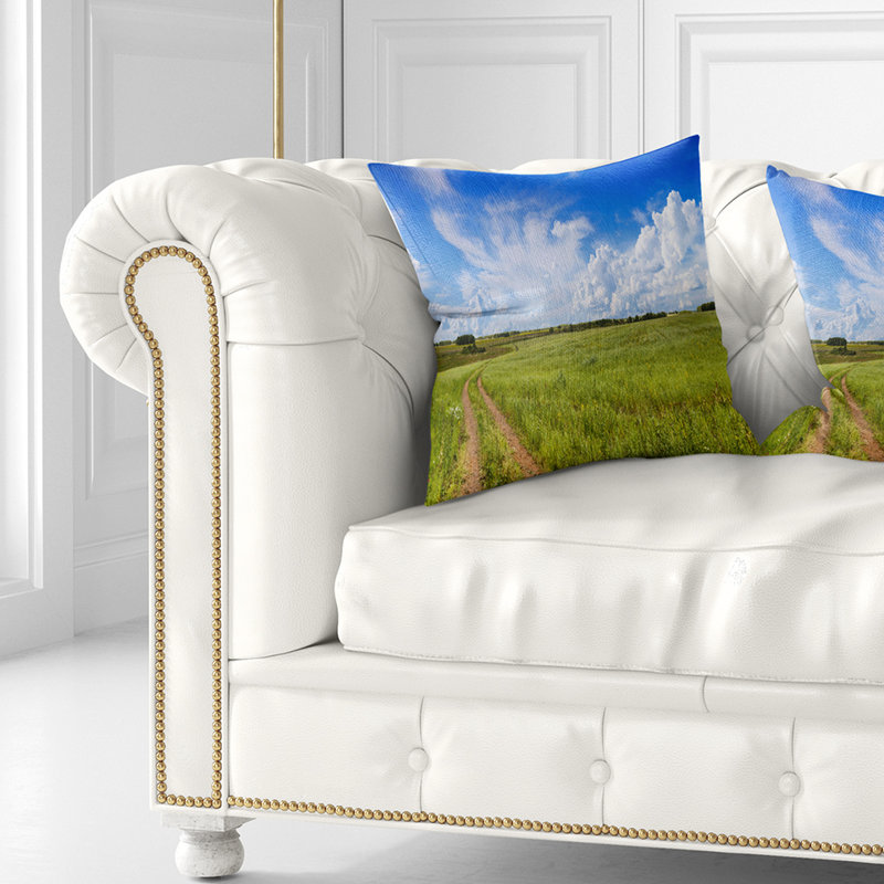 Coussin route imprimé paysage, 16 po x 1 po, Coussin décoratif