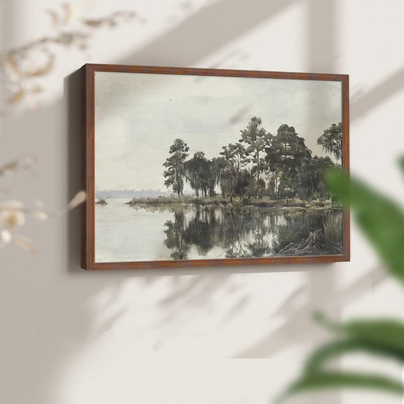 Paysages rétro-CCLIV - reproduction encadrée, Noyer, H 11 po x l 14 po
