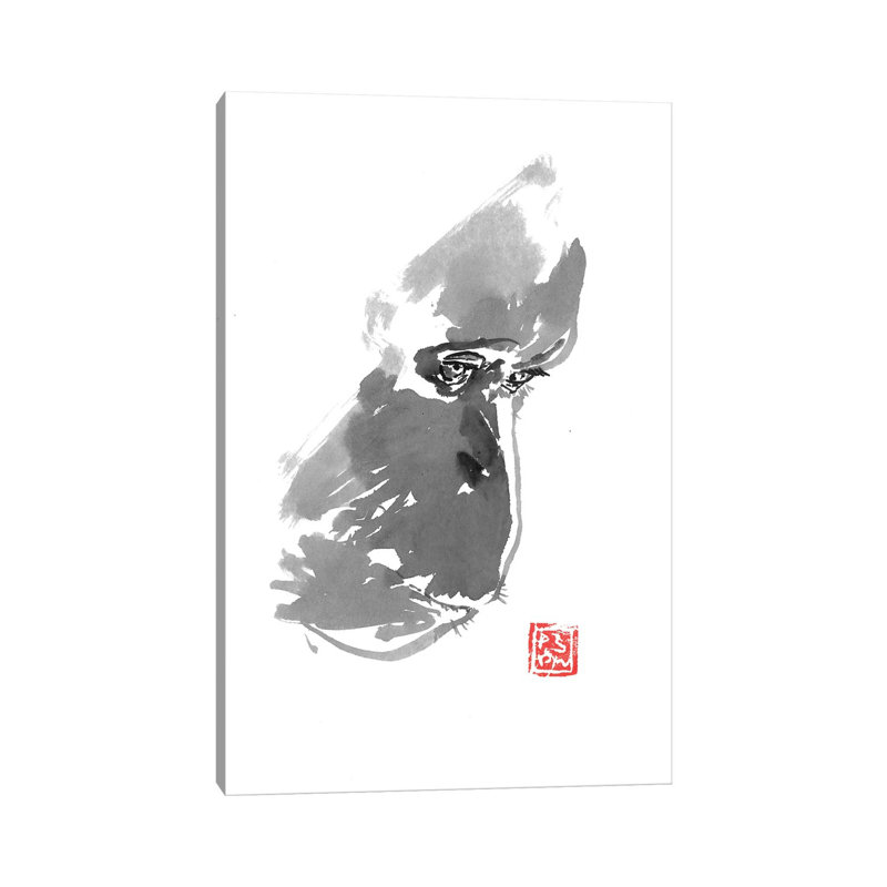 Sad Orangutan by Péchane - Print on Canvas, Wrapped Canvas, 20.32 cm H x 30.48 cm W