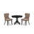 3 Piece Dining Room Furniture Set Contains a Round Dining Table with Pedestal and 2 Coffee Linen Fabric Upholstered Chairs, Wire brushed Black-1273322216-1273322214-1273322215
