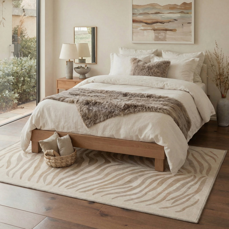 Tapis zébré moderne à motif zébré Albertslund, Rectangle 6 pi x 9 pi