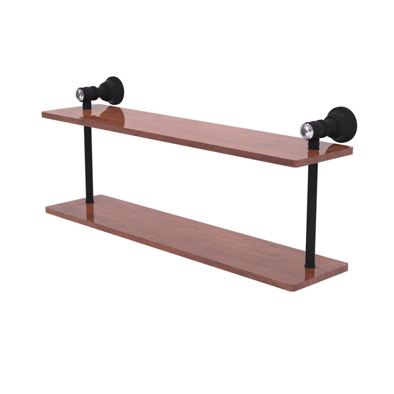 Freyja 2 Piece Ironwood Tiered Shelf with Towel Bar, 5.6" H x 22" W x 9.2" D, Matte Black