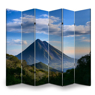 Paravent pliant à 6 panneaux Royal Izalco Volcano Salvador, séparateur de pièce en toile, cloison de protection autoportante, séparation d'intimité