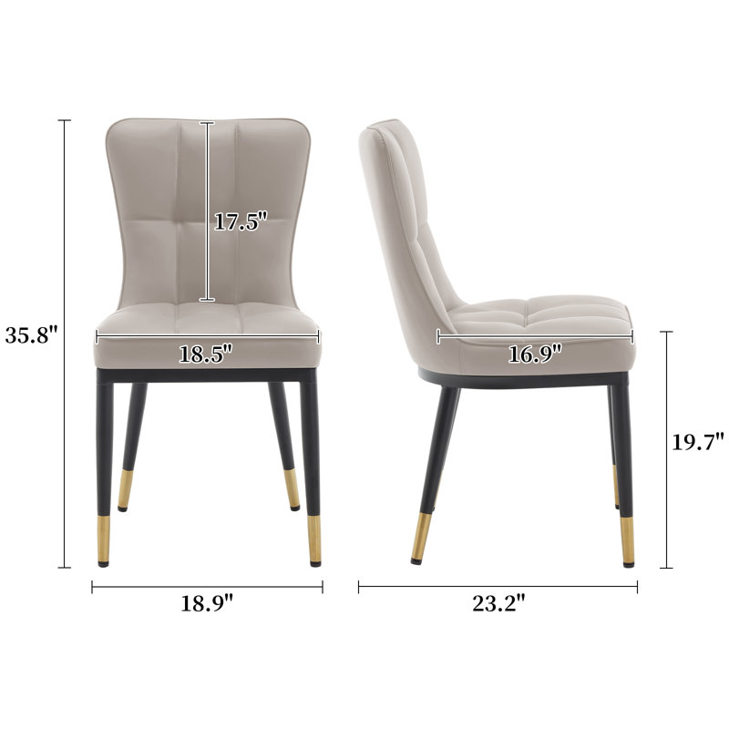 18.9'' H Faux Leather Upholstered Metal Side Chair, Greenish Gray
