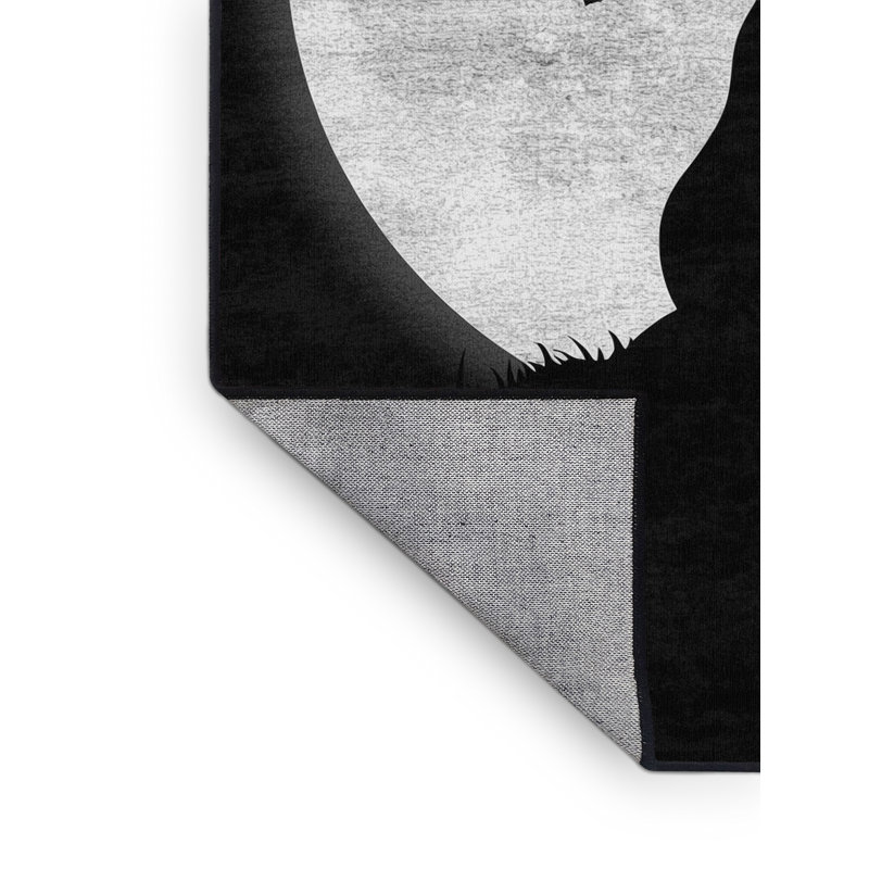 Machine Washable Artesian Halloween Modern & Contemporary Abstract Rug in Black – Black Binding, 2x3