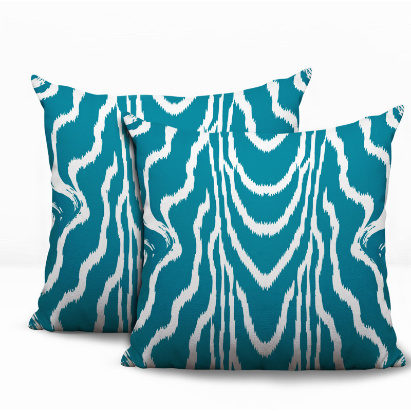 Oreiller réversible intérieur / extérieur Meli, 18x18, Turquoise