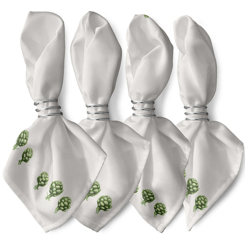Jayapura Polyester Floral Square Napkin, Off White