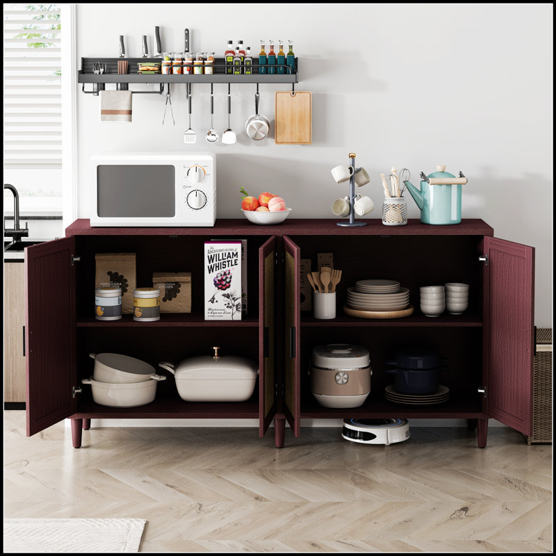 70-Inch Rattan Buffet Cabinet With Adjustable Shelves, Perfect For Organized Storage And Elegant Home Decor