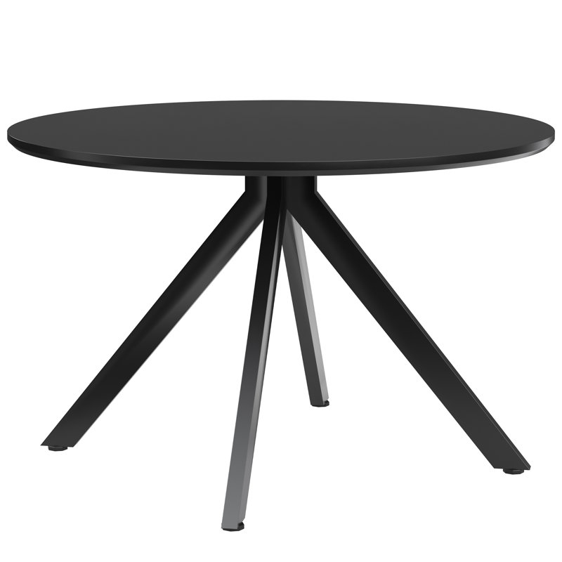 Saveta Round Metal Base Dining Table, 47.24" W x 47.24" L, Black, Black