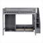 Structure de lit double pleine grandeur avec garde-robe, table de rangement basse et escalier de rangement-107287774