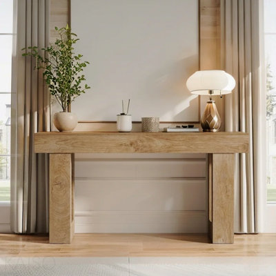 Console 63 po Farmhouse, très longue et étroite pour le salon - Naturel
