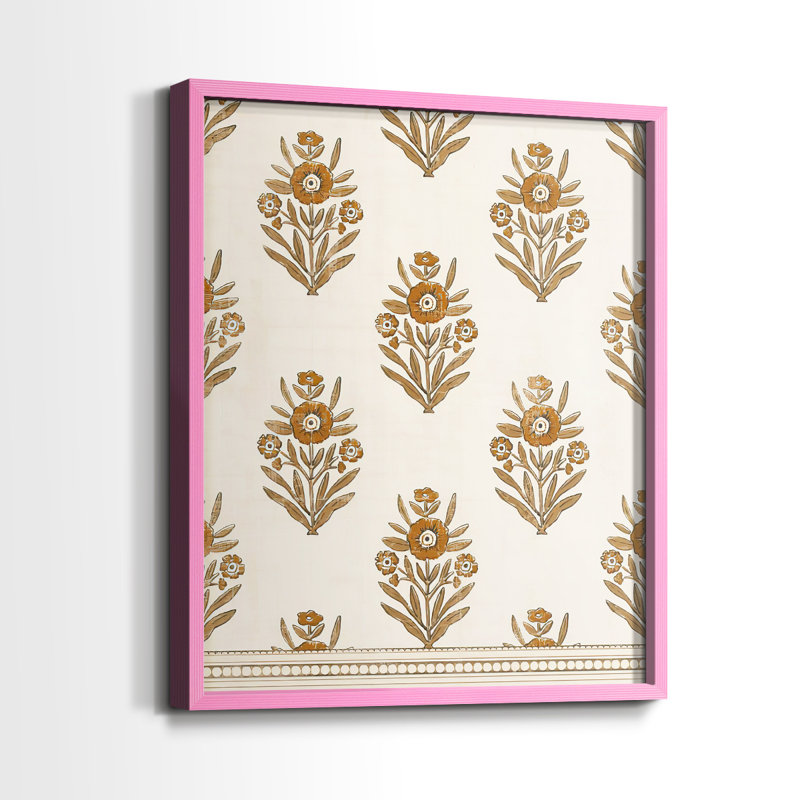 Impression encadrée BlockPrintBlooms II - bois massif, Rose, H 11 po x l 9 po