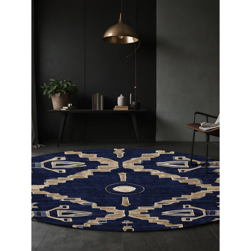 Tapis gris soyeux et moelleux, Rond 4 pi