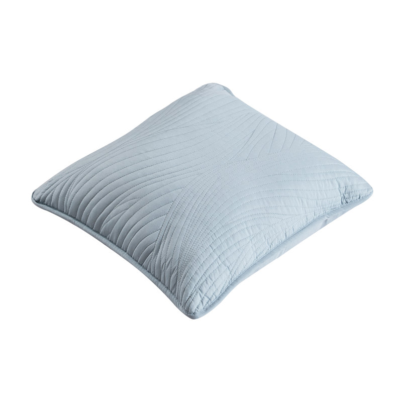 Seafoam Embroidered Square Polyester Throw Pillow