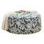 Floral Multi Finish Transitional Style Round Upholstery Ottoman Welt Cord Trim Floral Pattern