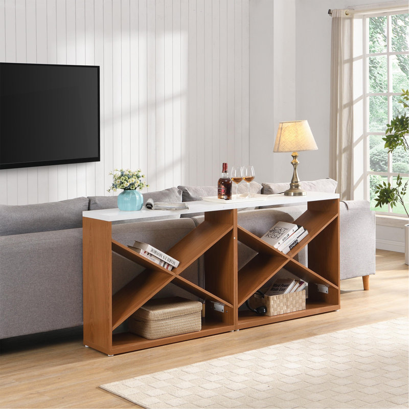 Farmhouse Console Table with Detachable Design and Storage