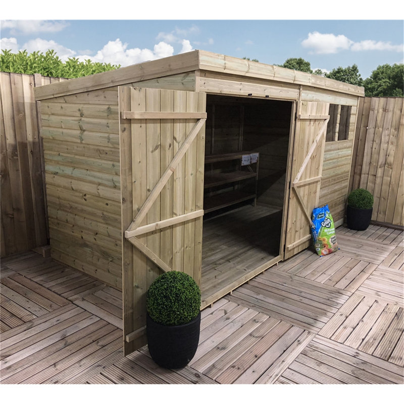 Veliandi 12 ft. W x 4 ft. D Solid Wood Garden Shed