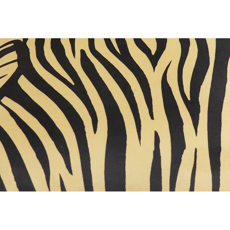 Banc de rangement rembourré avec tablettes, H 21 po x l 36 po x P 18 po, Imprimé animal noir / doré 1