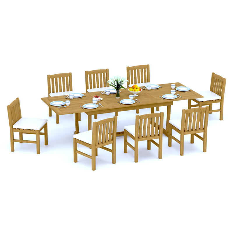 Devon Teak Wood Patio Dining Set with, 8