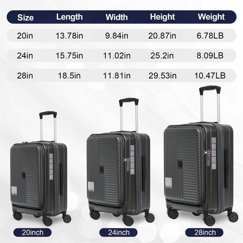 Luggage,With Front Opening,TSA Approved Lock,Hardshell Suitcase, Cement Gray