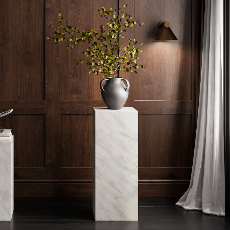 Delvia White Marble Large Pedestal