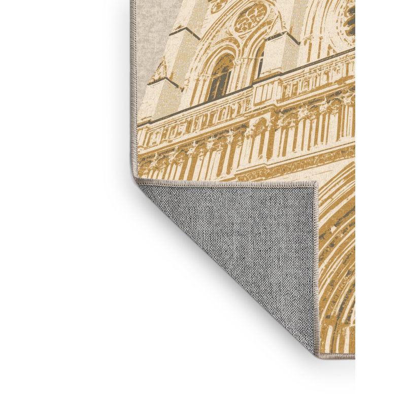 Tapis beige traditionnel lavable à la machine Orkan Notre Dame, 4 x 6