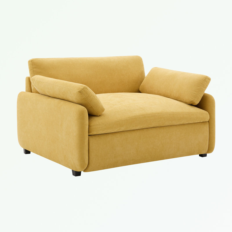 Canapé simple en chenille avec coussin, Jaune