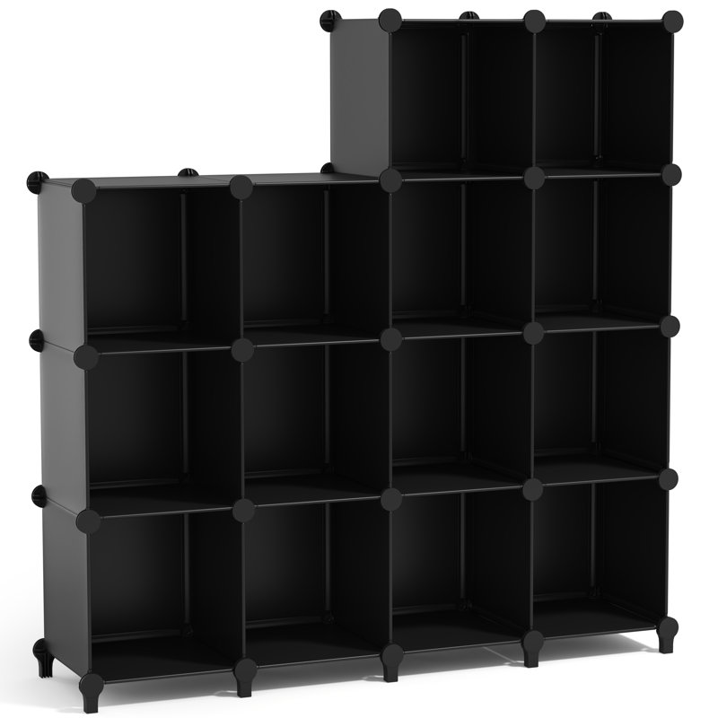 Ensemble de 14 compartiments de rangement Sorbus Cube, Noir, Paquet de 14