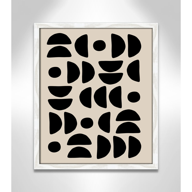 Motif géométrique semi-circulaire de Ristova, 16'' W x 19'' H, White Woodgrain, Framed Print