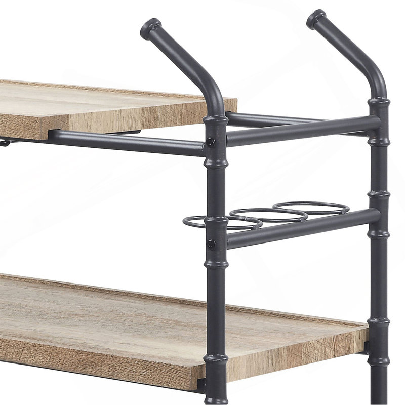 Versatile And Stylish 2-Shelf Oak Serving Cart For Various Occasions