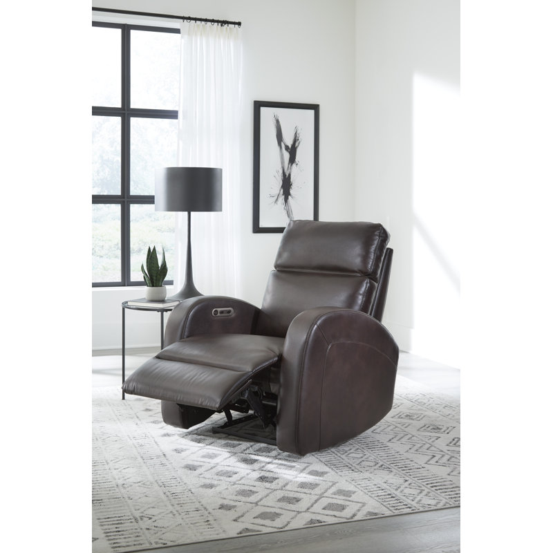 Fauteuil inclinable électrique à accoudoirs incurvés 33 po Jarrell, Mélange de polyester brun