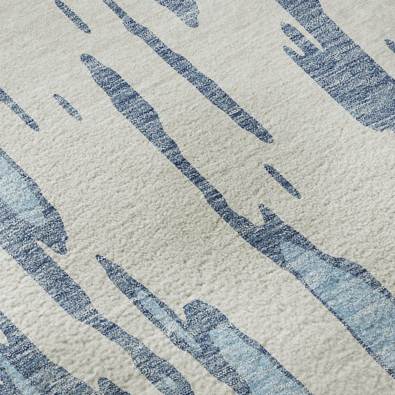Premium Machine Washable Prisco Denim Rug, Rectangle 3' x 5'