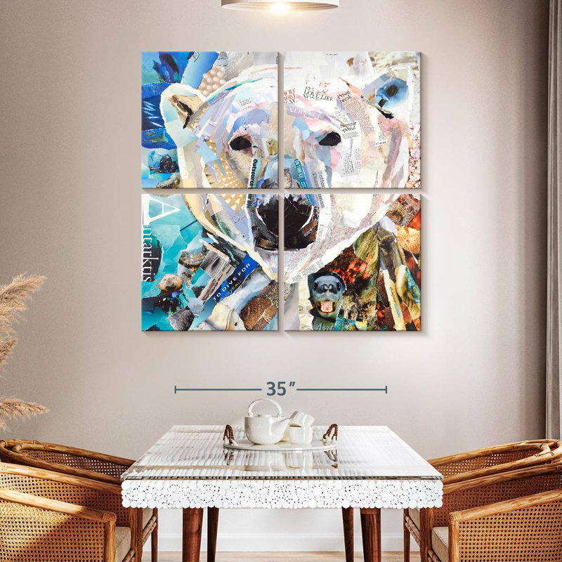 Brampt Polar Bear Collage, 38" H x 38" W