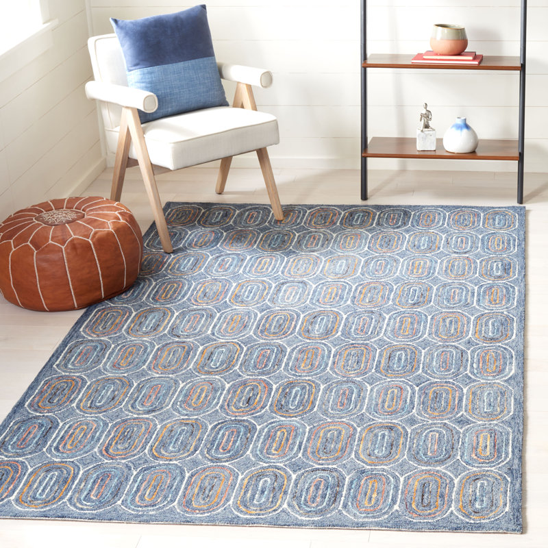 Dietlinde Hand Tufted Wool And Cotton With Latex Geometric Rug, Rectangle 8' x 10'