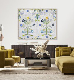 Fete 2 Print by Paule Marrot, Black Framed, 43" H x 54" W x 1.25" D