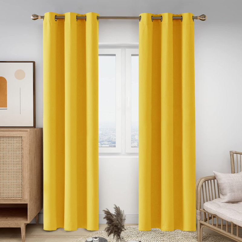 Thermal Insulated Room Darkening Grommet Curtain Panels (Set of 4), Pure White, 38" W x 54" L