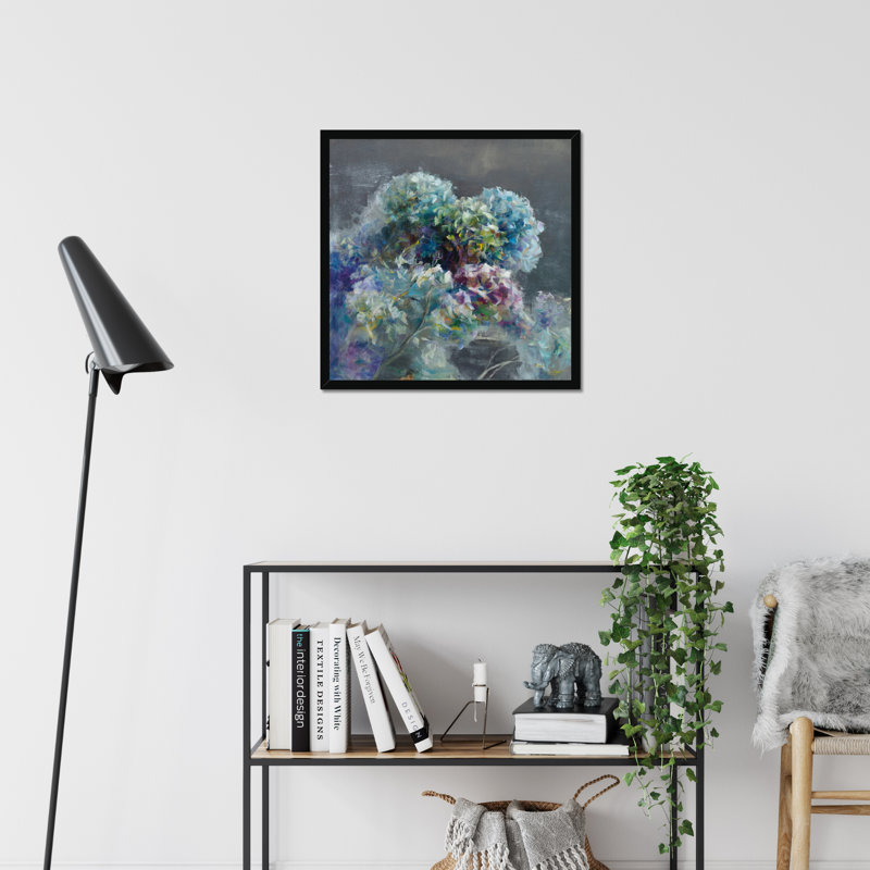Abstract Hydrangea Dark by Danhui Nai - Painting, Black Framed Paper Print, 55cm H x 55cm W
