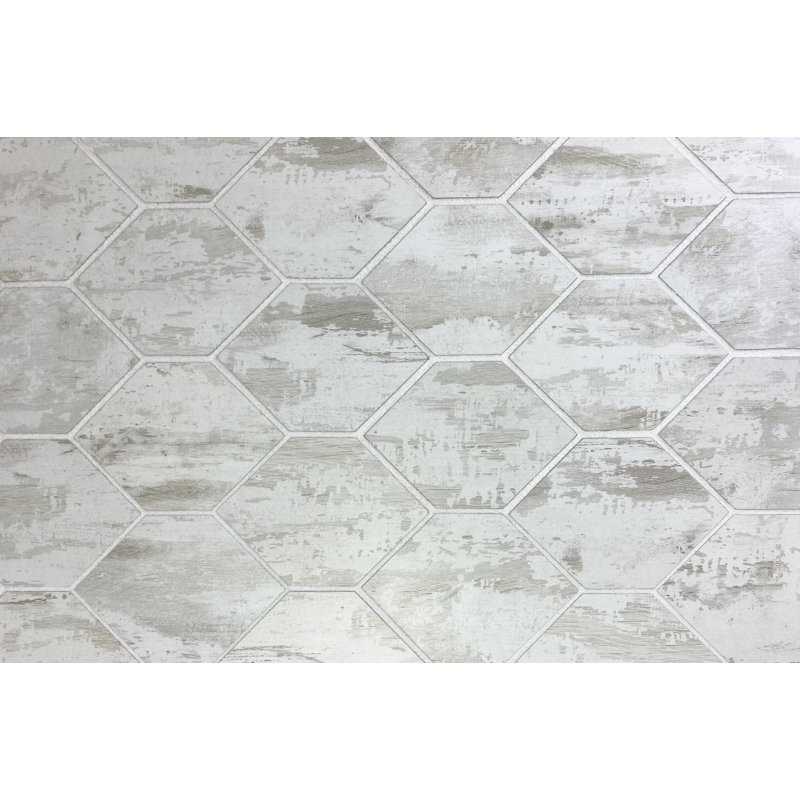 Tuscan Design 4" x 5" Glass Honeycomb Mosaic Wall Tile, Birchwood White, White, Gray