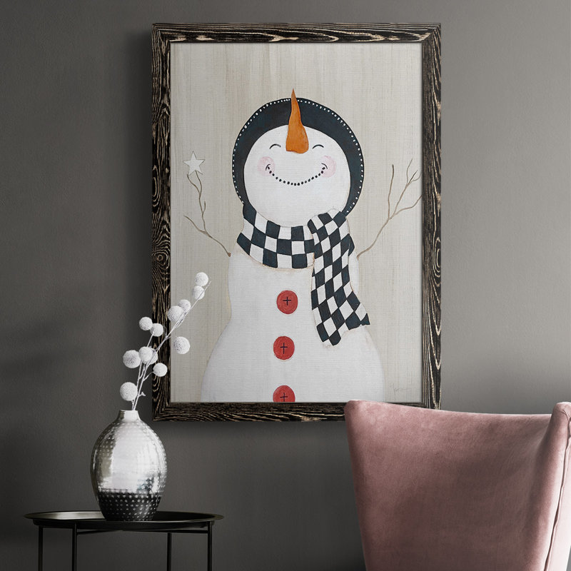«Hadari Festive Snowman II», reproduction d'art sur toile, Noir, H 43,5 po x l 31,5 po x P 1 po