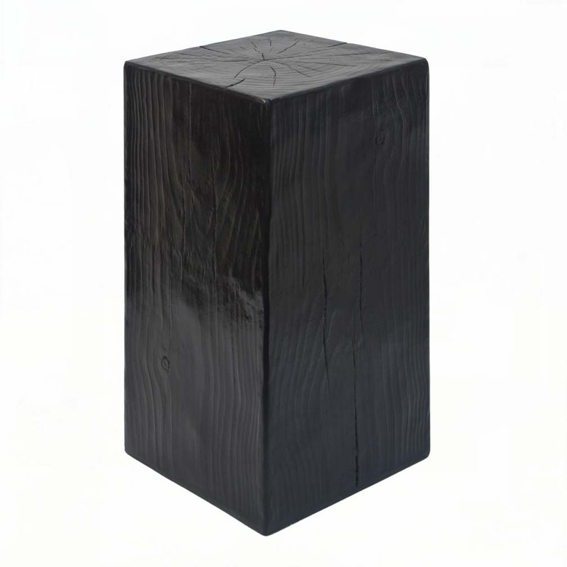 Wood-Look Square-Column MGO End Table, 27.75" H x 14.5" W x 14.5" D, Black