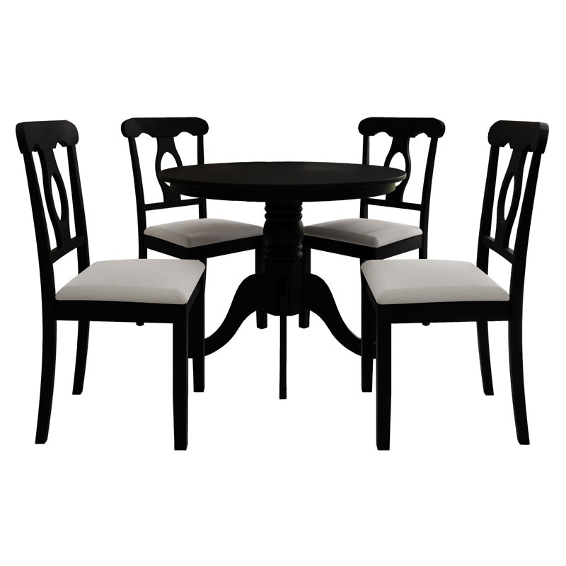 Ensemble de salle à manger 38,98 po Rashika, Noir, Noir / beige