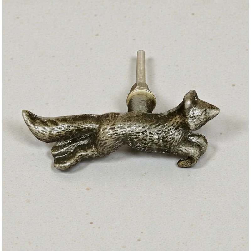 Antique Bronze Running Fox Knob