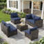 7 Piece Modular Patio Conversation Sets, Sectional Seating Group with Cushions-737481161-724244918