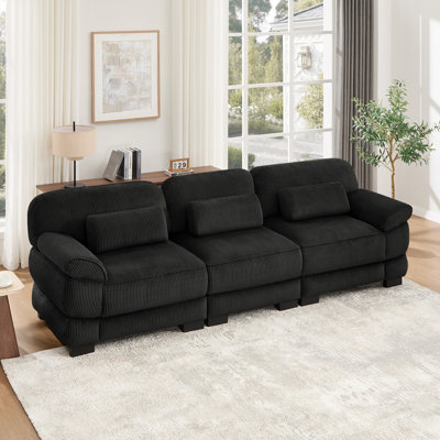 104" Modern Upholstered Sofa with Three Pillows Included