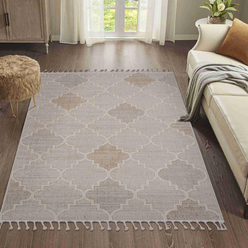 Contemporary Trendy Area Rug, Rectangle 6'7" x 7'9"