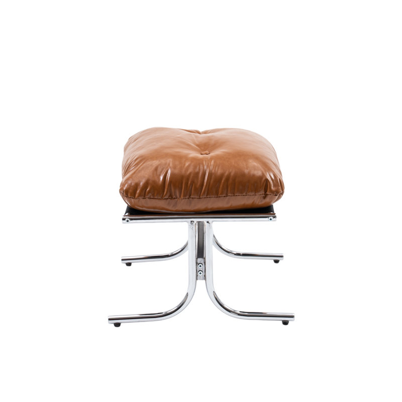 Repose-pieds en cuir d'inspiration Bauhaus, Brun