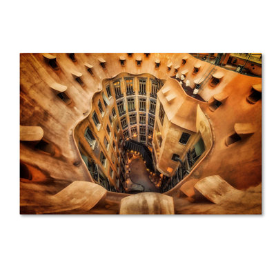 « casa mila, la pedrera, barcelone », reproduction de photo sur toile tendue